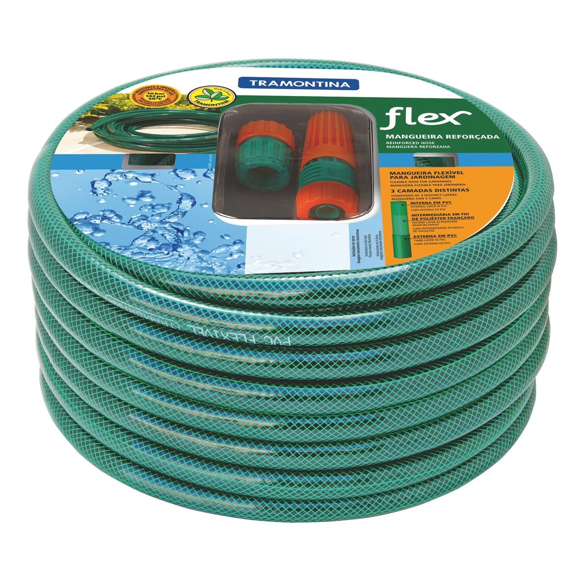 Rollo Manguera Riego Reforzada 1/2 Jardin 20mts - Tramontina